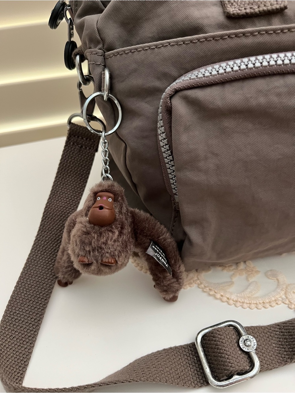 Kipling Cyrene Nylon Taupe Crossbody Satchel - Picture 2 of 12